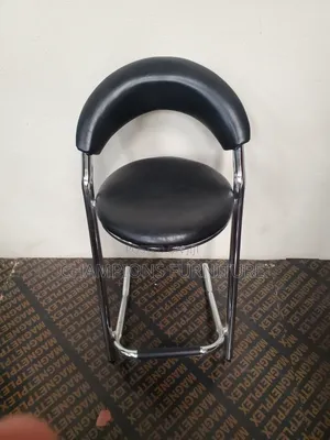 Crescent Back Black Chrome Barstool