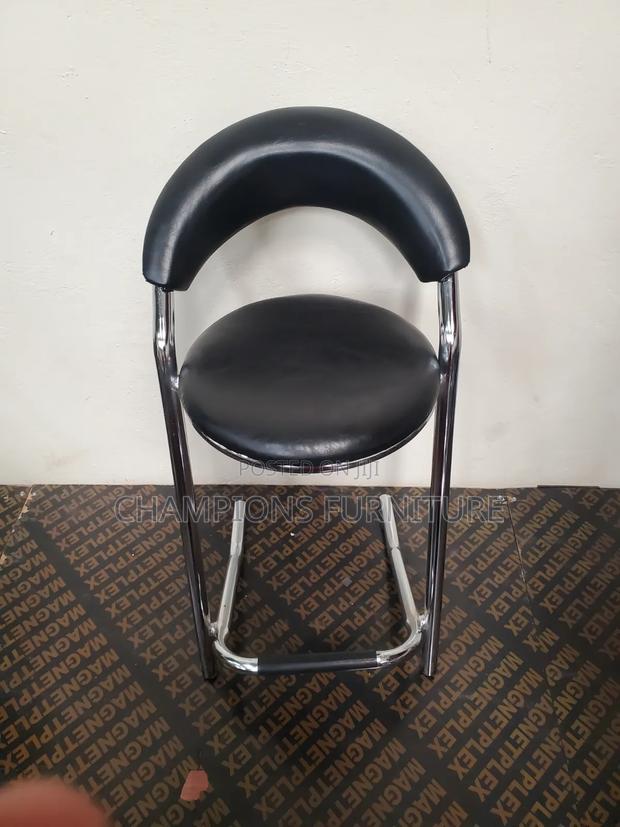 Crescent Back Black Chrome Barstool - thumbnail 2