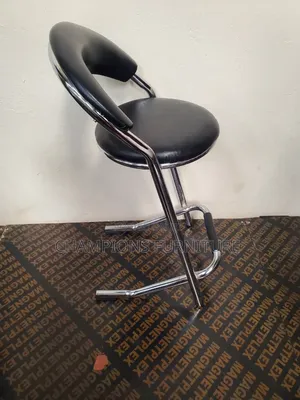 Crescent Back Black Chrome Barstool