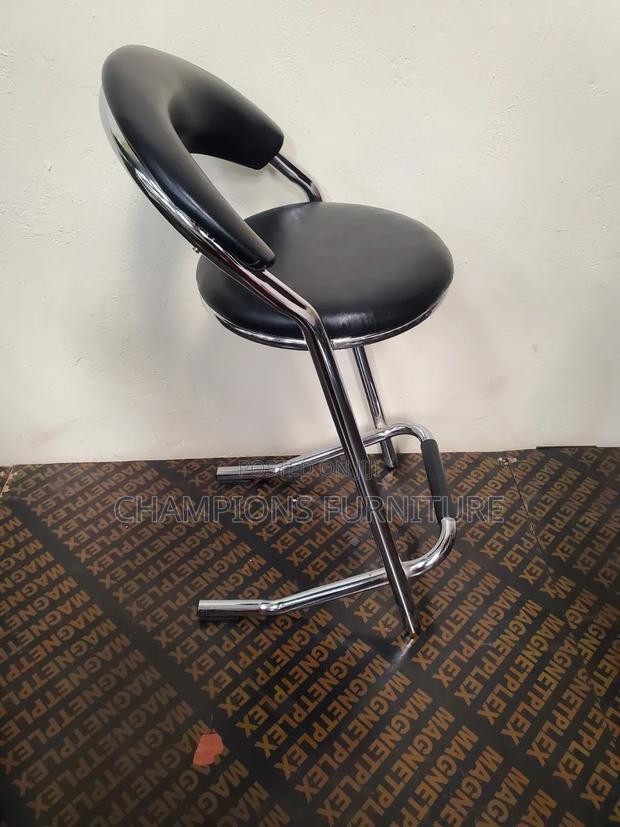 Crescent Back Black Chrome Barstool - thumbnail 3