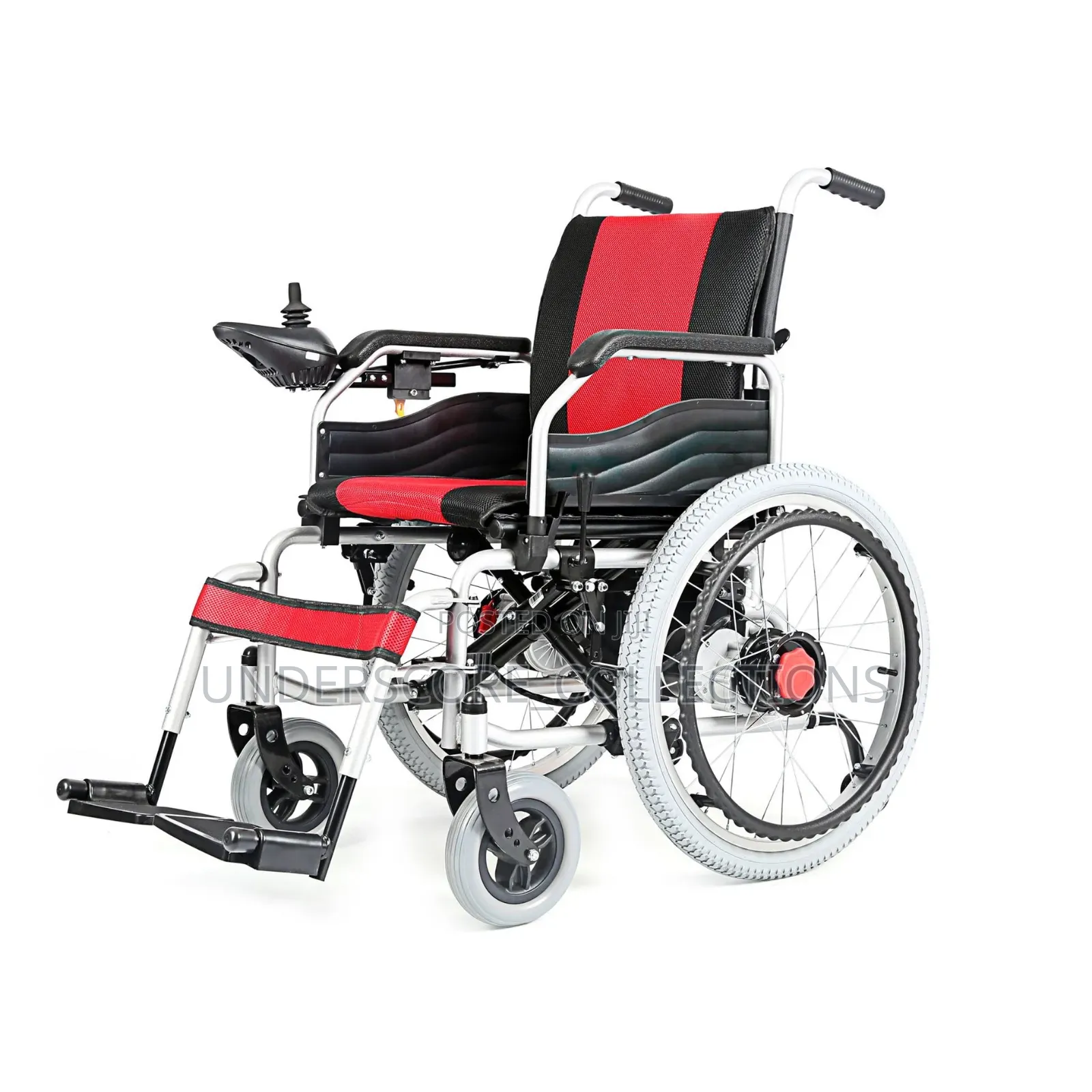 Electric Power Wheelchair Featuring a Silver Powder-Coated Steel Frame