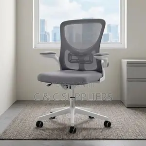 Mid Back White Ergonomic Chair-No Headrest