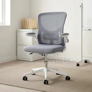 Mid Back White Ergonomic Chair-No Headrest