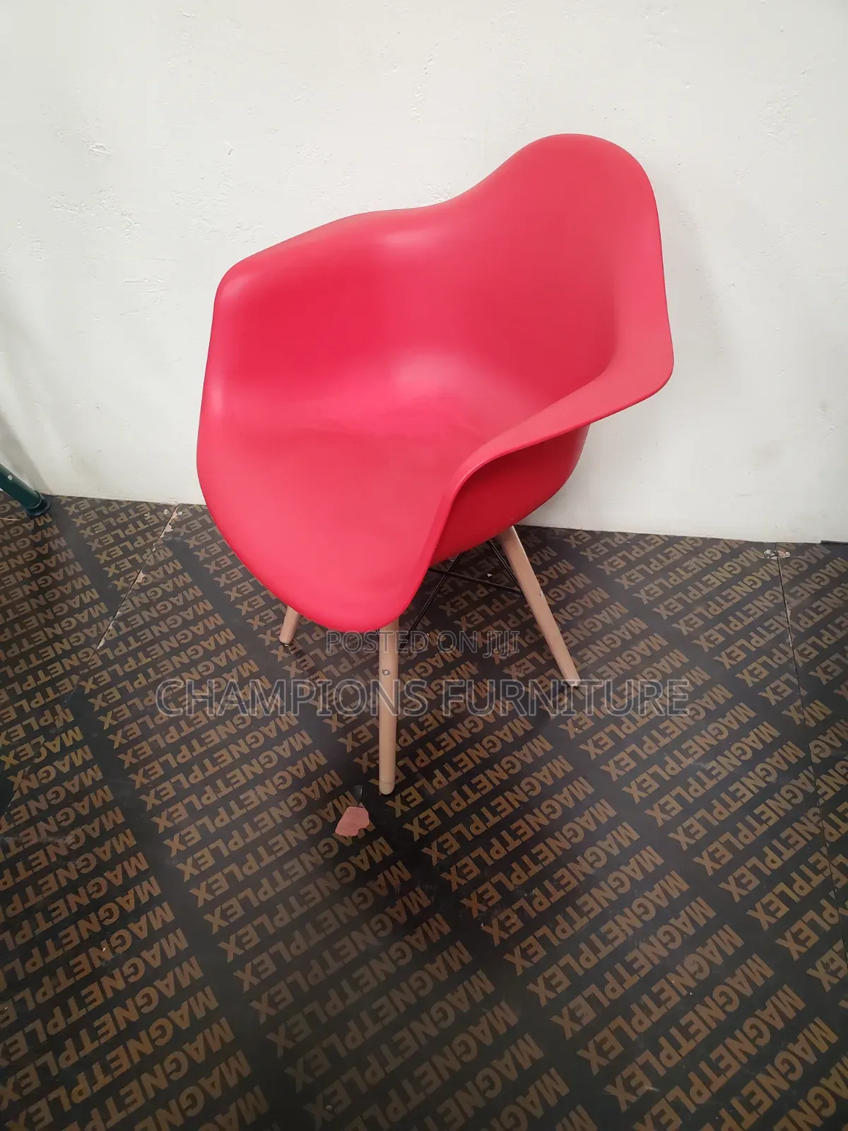 Wide Red Bucket Eames Armchair