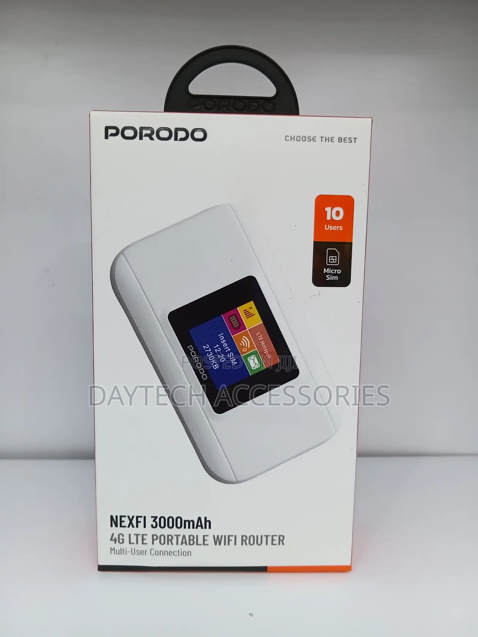 Porodo Nexfi 3000mAh 4G LTE MIFPortable WiFi Router Multi-User - White