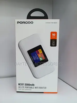 Porodo Nexfi 3000mAh 4G LTE MIFPortable WiFi Router Multi-User - White