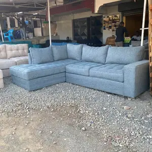 5 Seater Grey L-Shaped Corner Sofa: Pay on Delivery