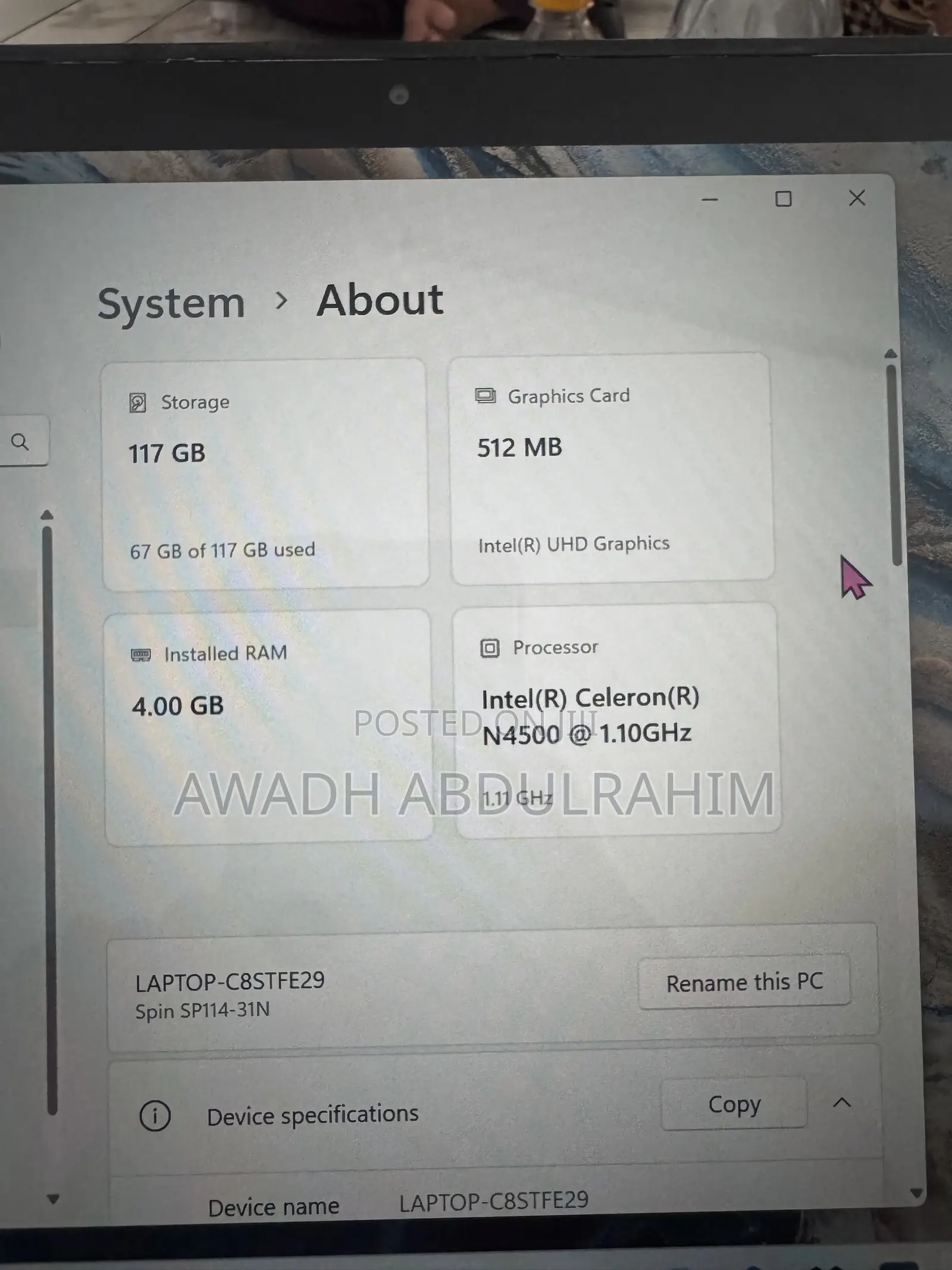 Laptop Acer Spin 1 4GB Intel Core i5 SSD 128GB