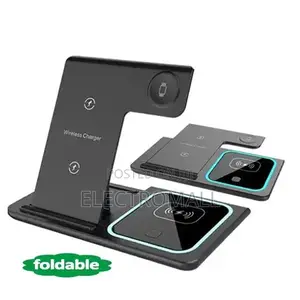3-in-1 Foldable Fast Wireless Charging Station Pad - Black