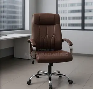 Office Chair; Executive Brown Leather Office Chair
