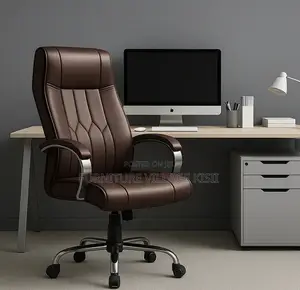 Office Chair; Executive Brown Leather Office Chair
