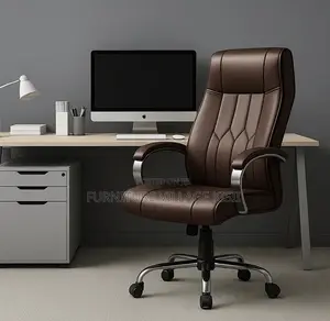 Office Chair; Executive Brown Leather Office Chair