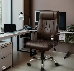 Office Chair; Executive Brown Leather Office Chair