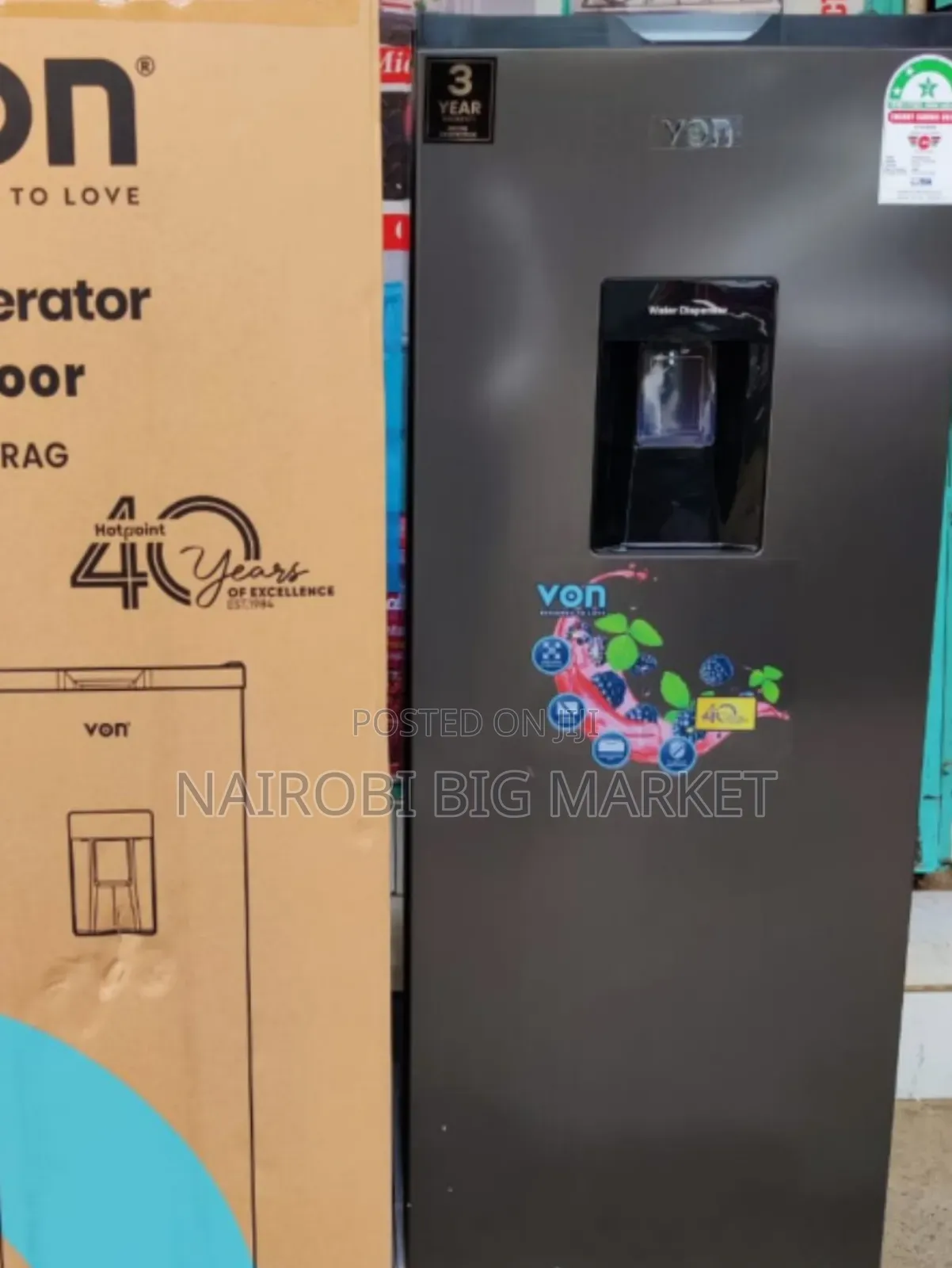 Von 176l With Dispenser Single Door Fridge