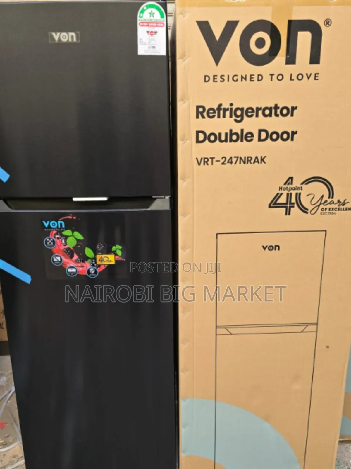 Von 247l No Frost Double Door Fridge