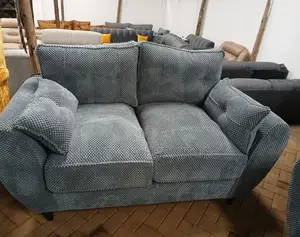 2-Seater Grey Waffle Fabric Bubble Loveseat Sofa