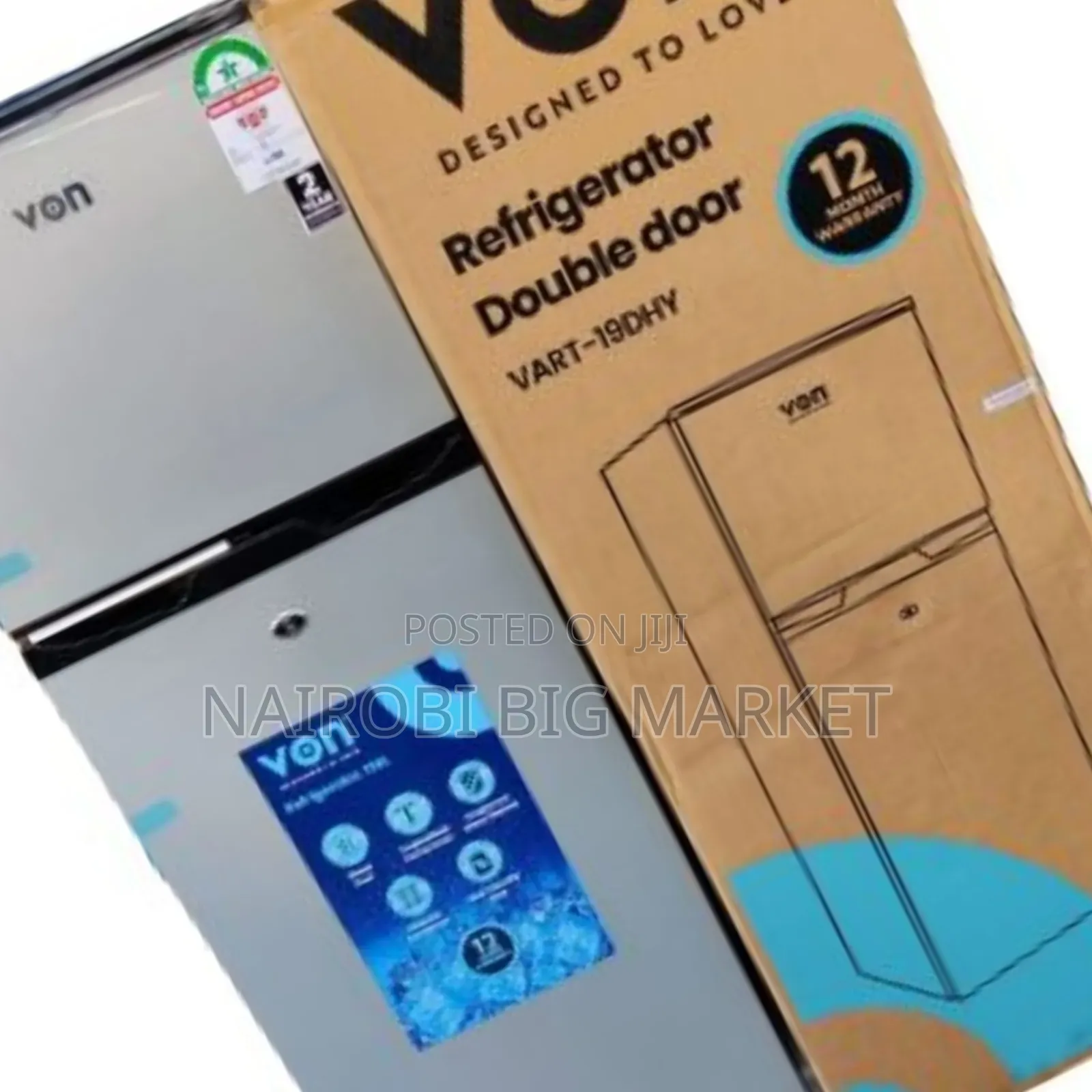 Von 136l Double Door Fridge