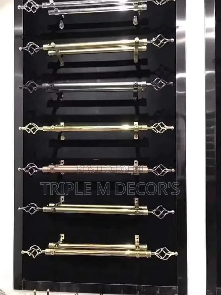 Gold Adjustable Double Curtain Rod Set Complete With Brackets