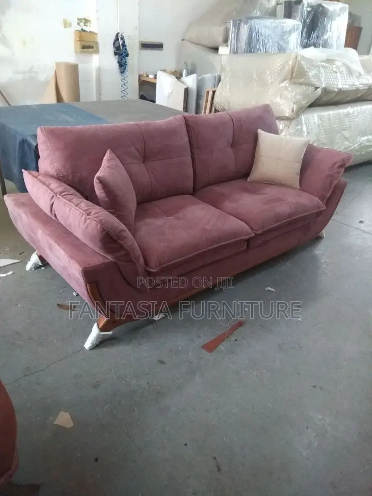 2 Seater Mauve Pink Wooden-Trim Loveseat Butterfly Sofa