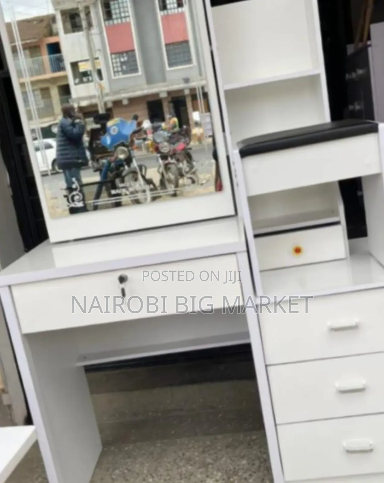 White Dressing Table With Sliding Mirror