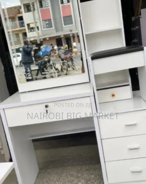 White Dressing Table With Sliding Mirror