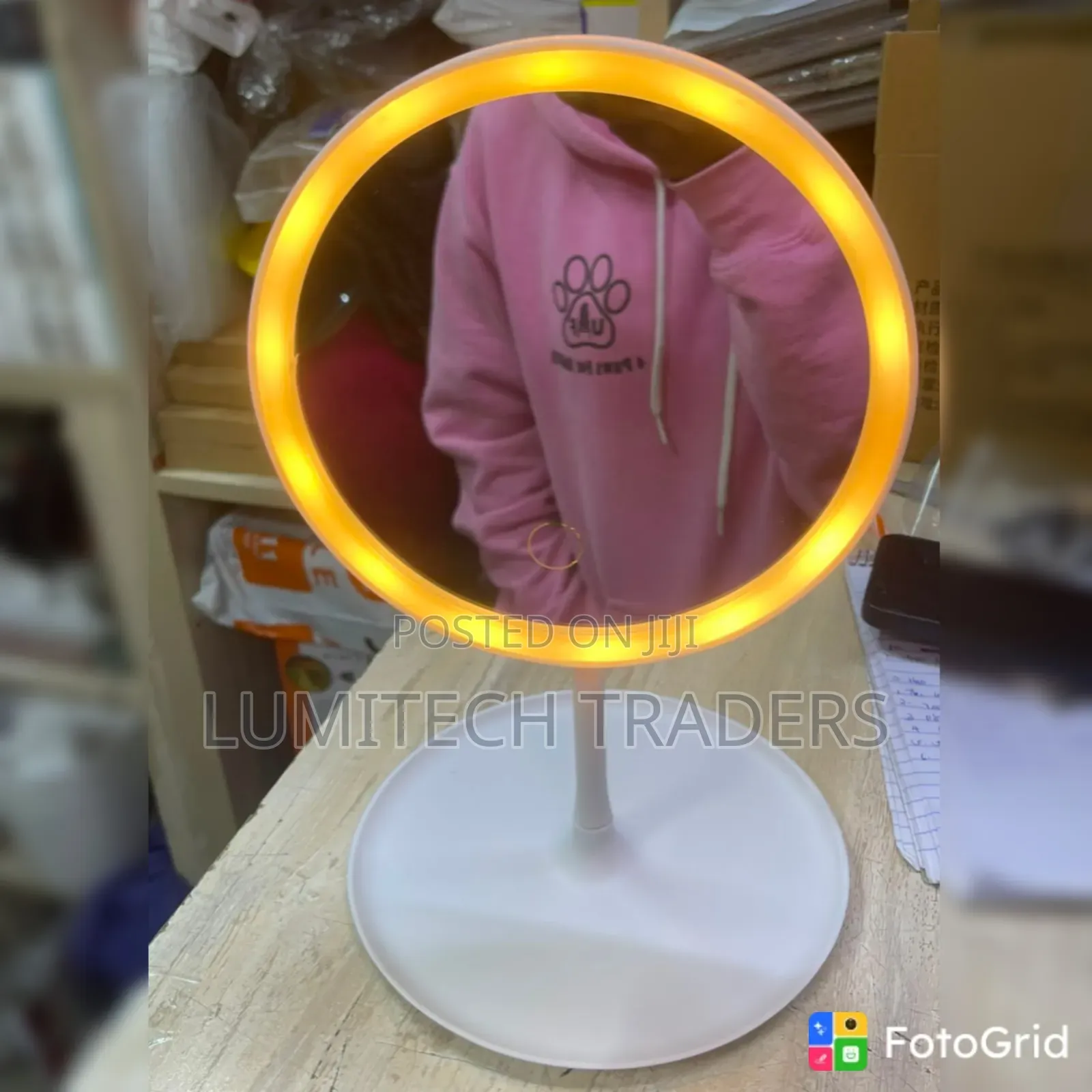 LED Makeup Mirror With a Storage Tray