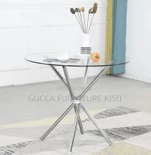 Coffee Table; Generic Round Transparent Glass Dining Table