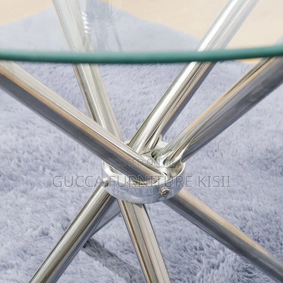 Coffee Table; Generic Round Transparent Glass Dining Table