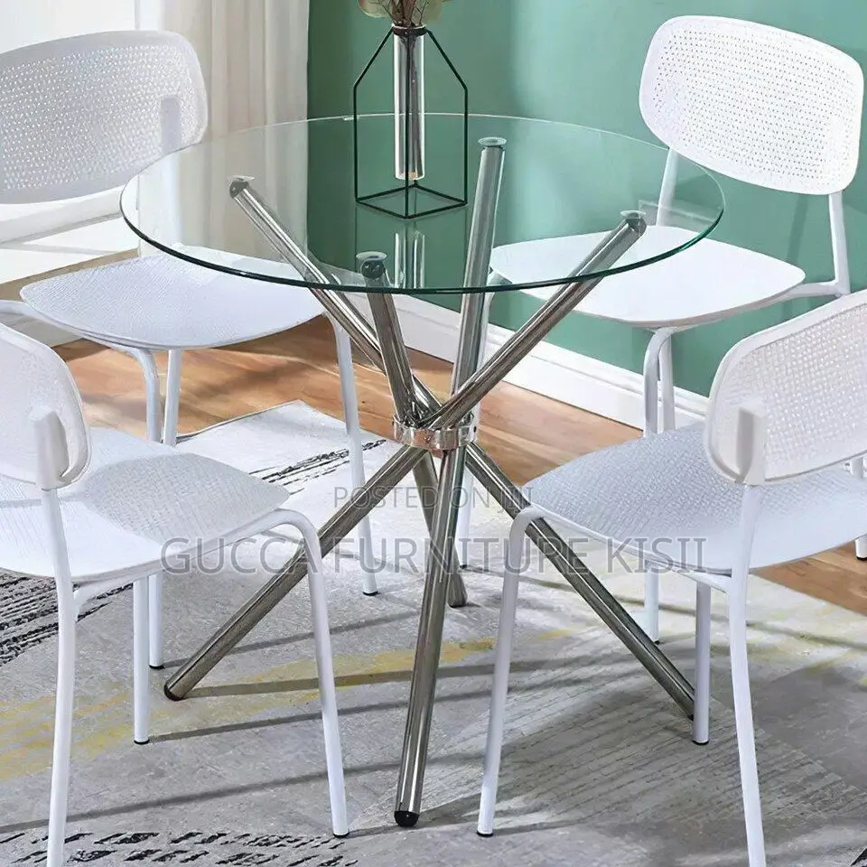 Coffee Table; Generic Round Transparent Glass Dining Table