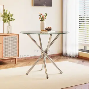 Coffee Table; Generic Round Transparent Glass Dining Table