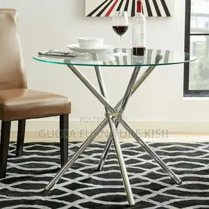 Coffee Table; Generic Round Transparent Glass Dining Table