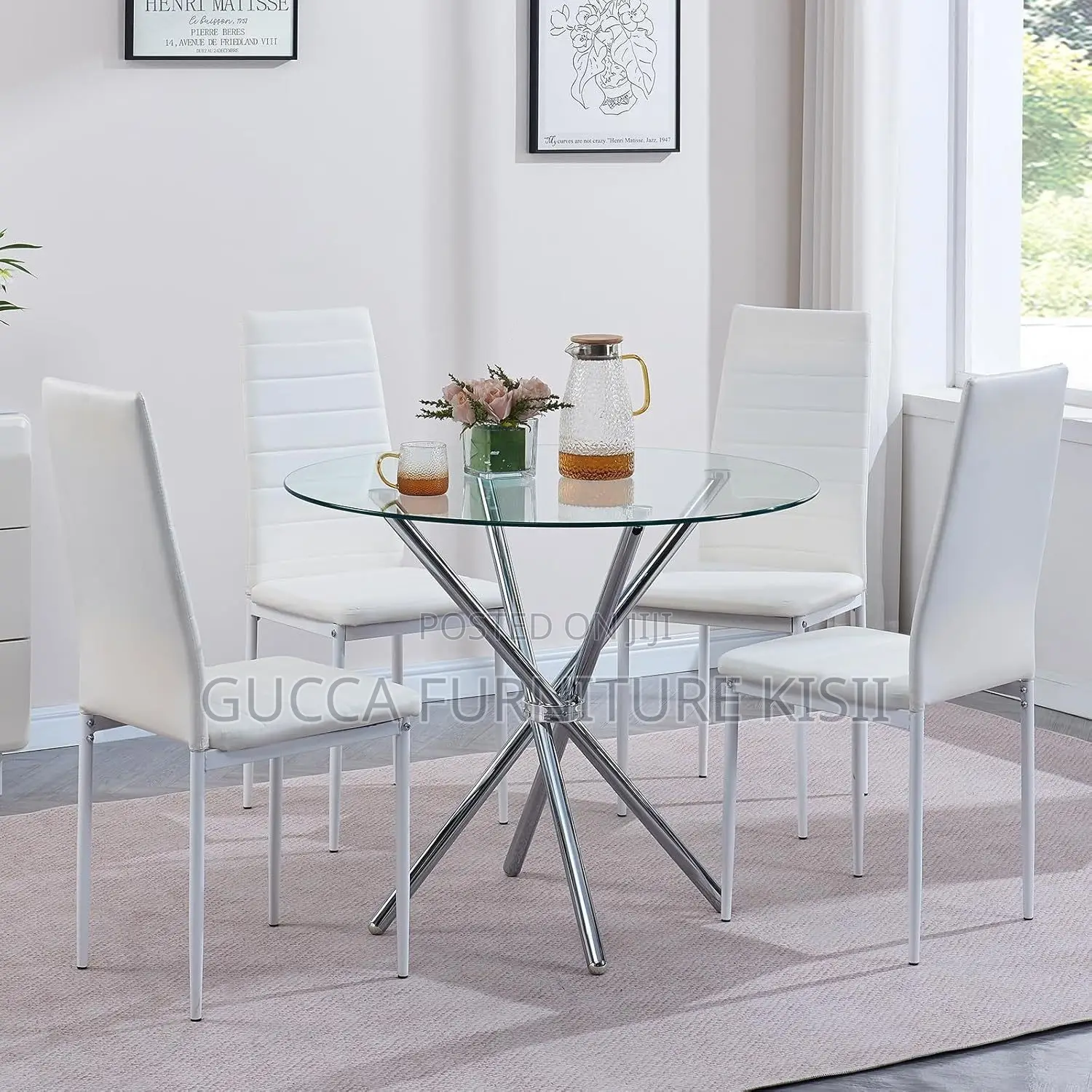 Coffee Table; Generic Round Transparent Glass Dining Table