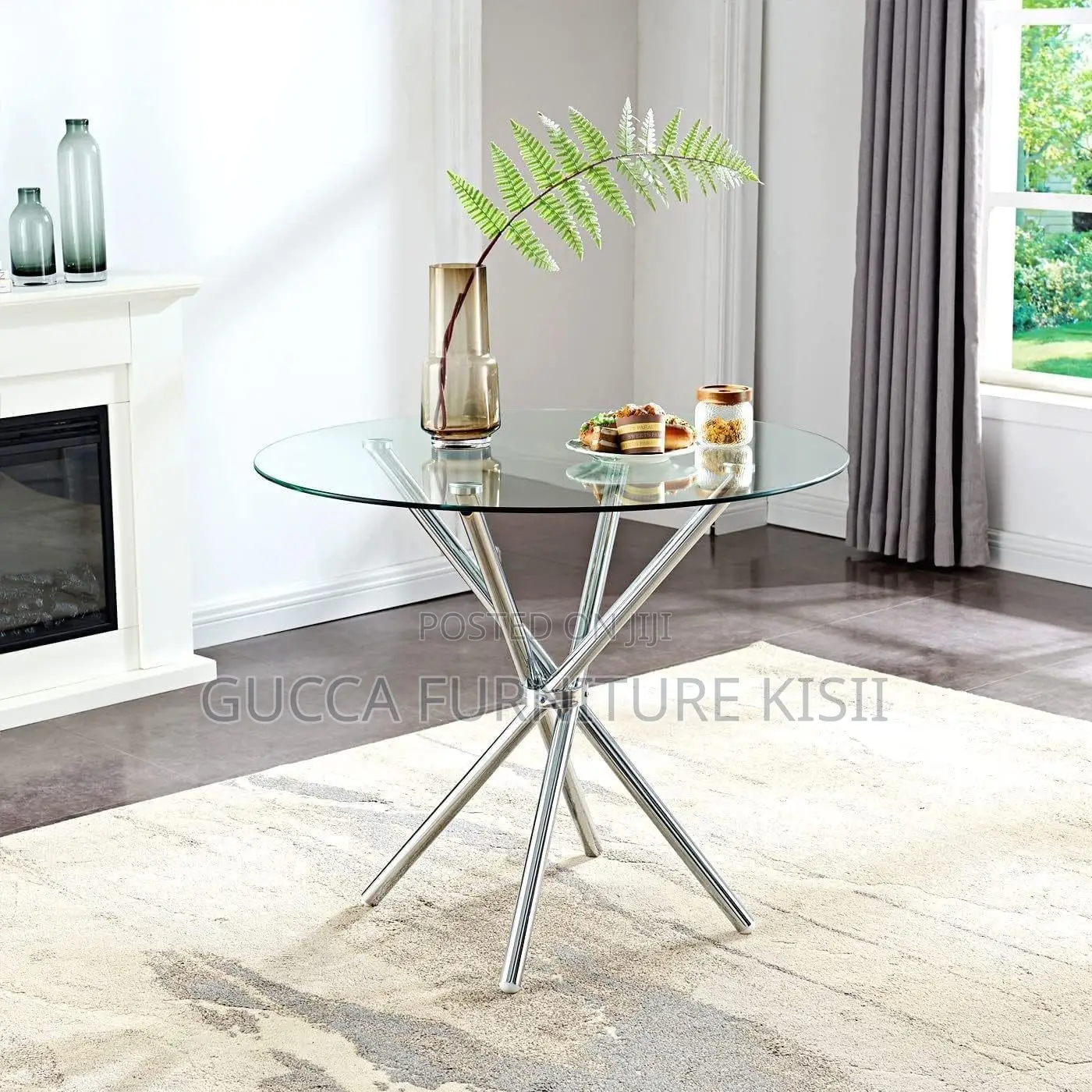 Coffee Table; Generic Round Transparent Glass Dining Table