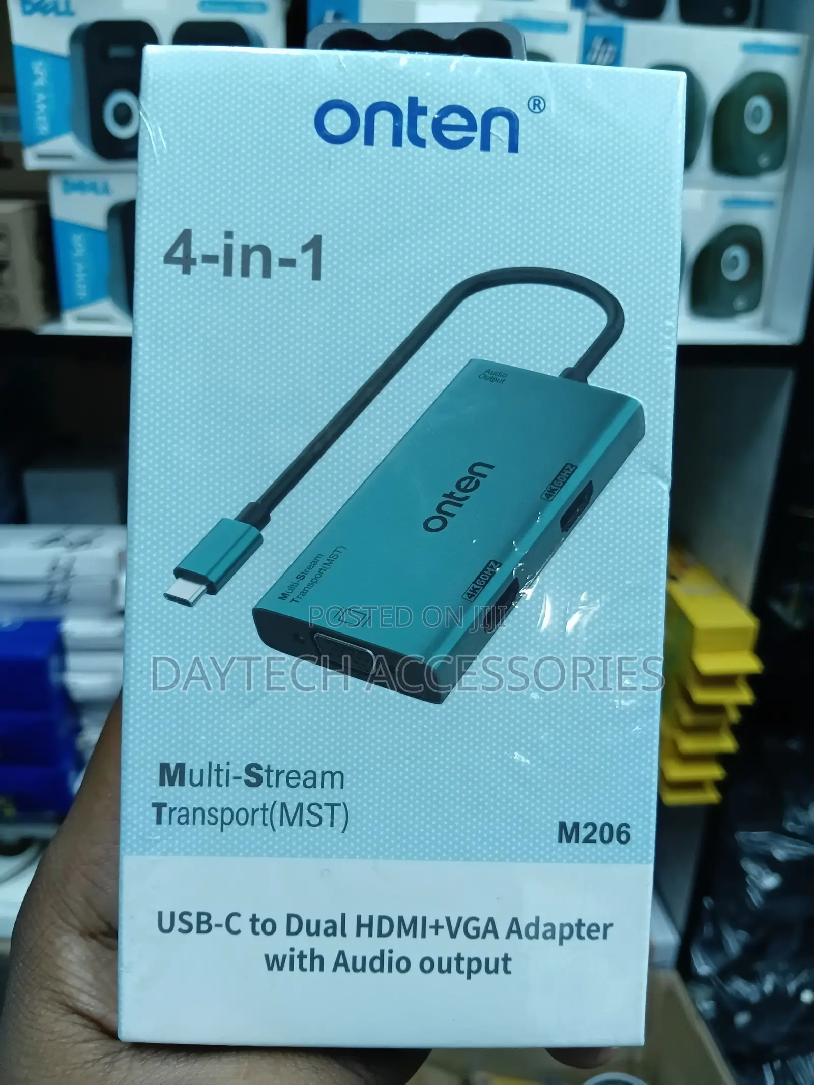 Onten M206 4K 60Hz 4 in 1 Type-C to Dual HDMI + VGA + 3.5mm Adapter.