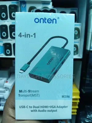 Onten M206 4K 60Hz 4 in 1 Type-C to Dual HDMI + VGA + 3.5mm Adapter.
