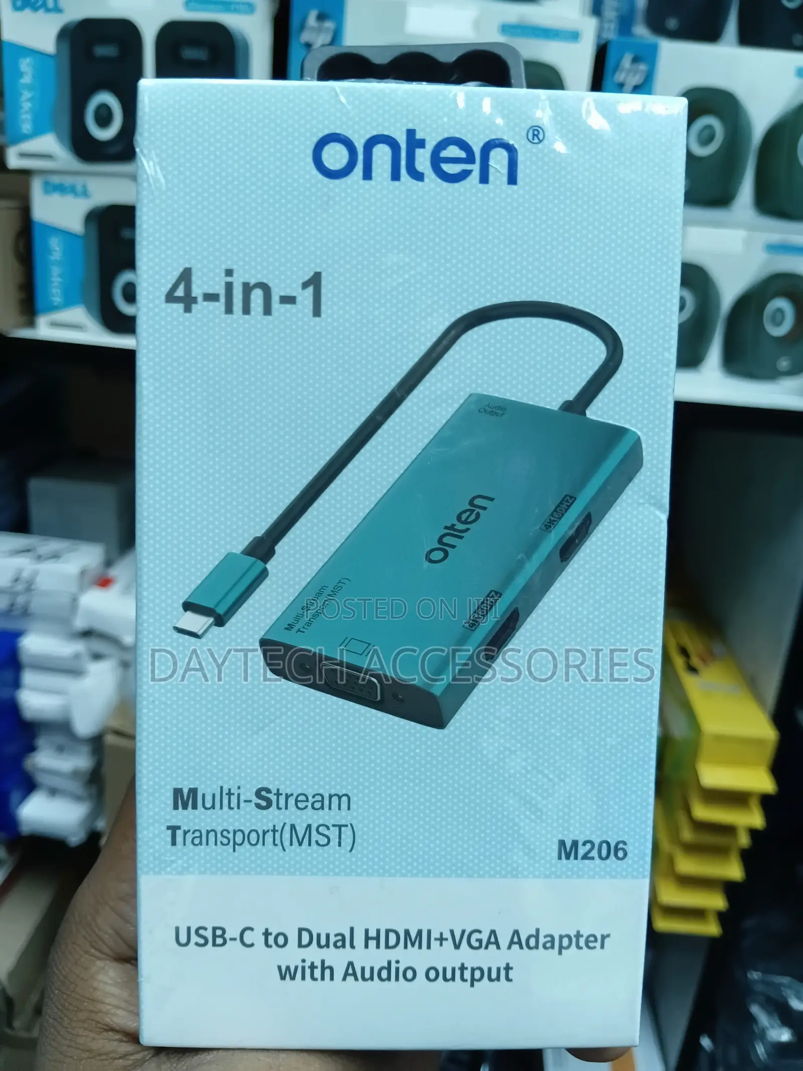 ONTEN M206 USB-C Hub 4-in-1 Dual HDMI 4K@60Hz + VGA + 3.5mm Adapter.