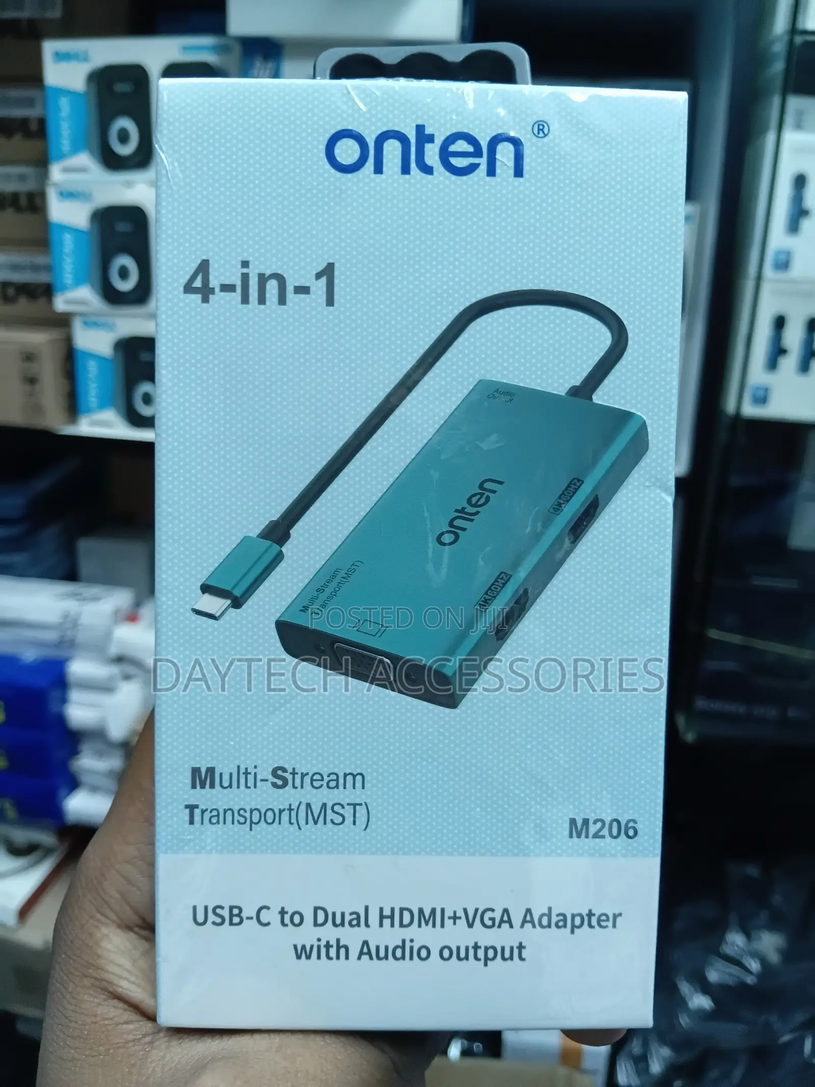 ONTEN M206 USB-C Hub 4-in-1 Dual HDMI 4K@60Hz + VGA + 3.5mm Adapter.