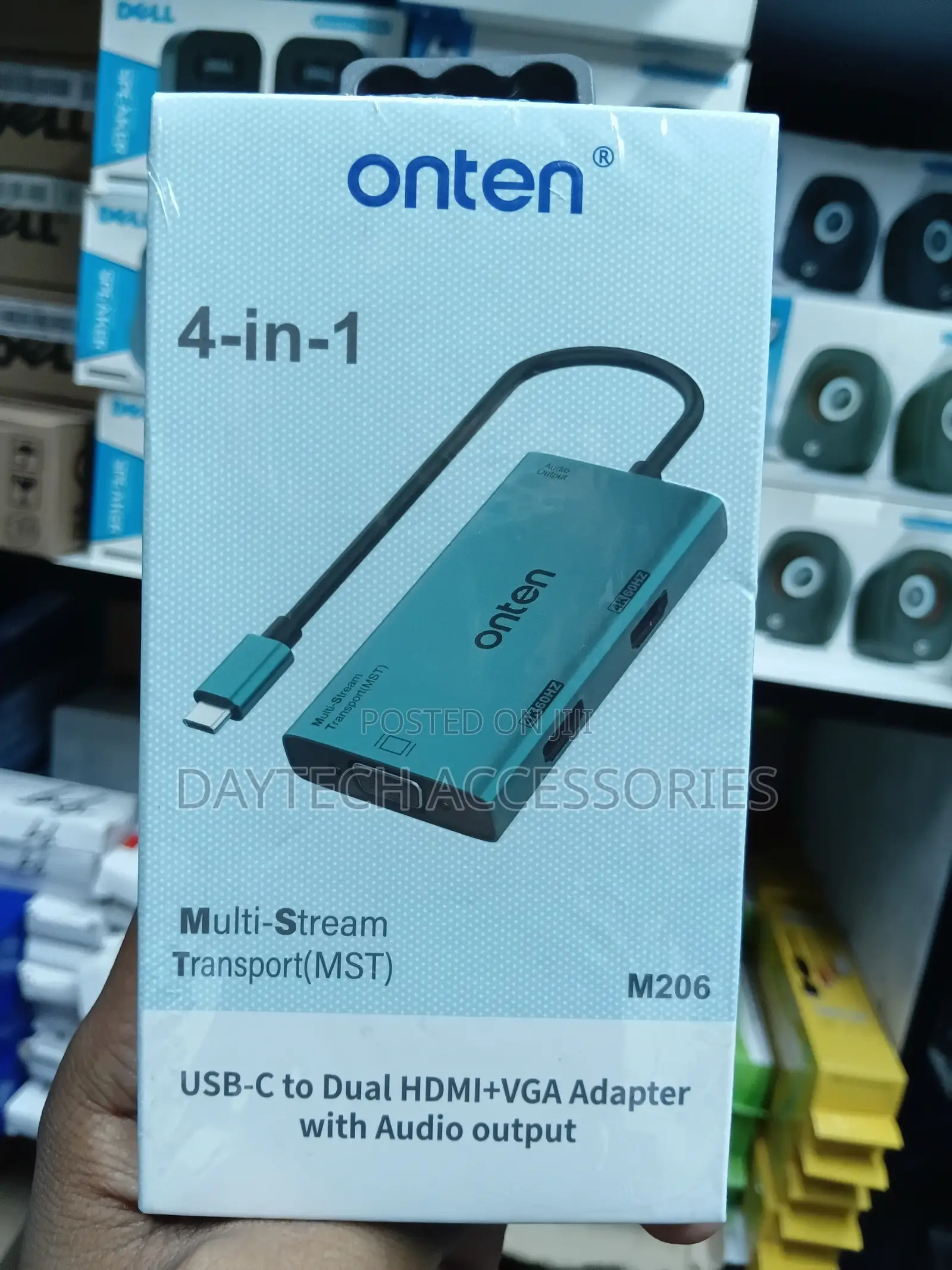 ONTEN M206 USB-C Hub 4-in-1 Dual HDMI 4K@60Hz + VGA + 3.5mm Adapter.