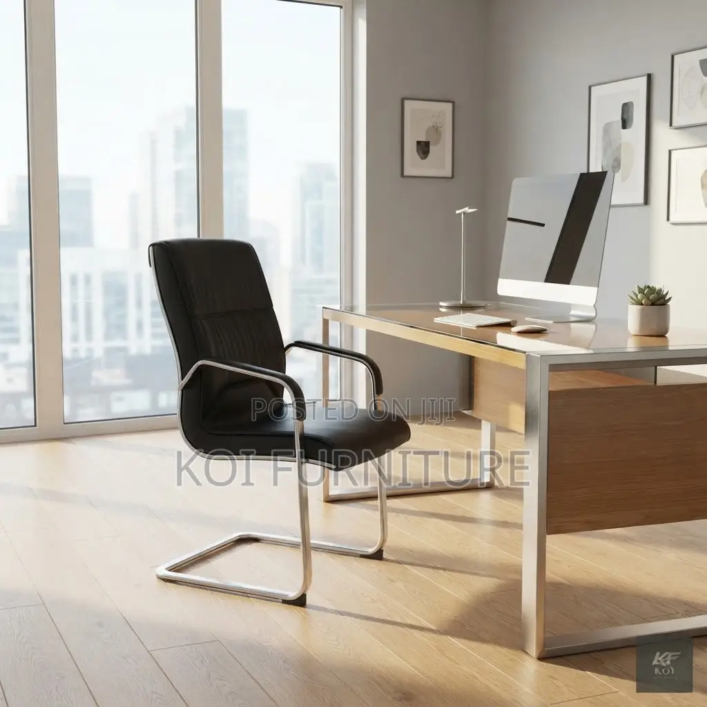 Office Chairs; Heavy Leather High Back Visitorts Lobby Chairs