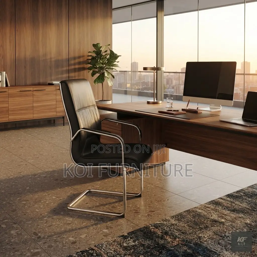 Office Chairs; Heavy Leather High Back Visitorts Lobby Chairs