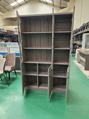 Grey 3-Door Wooden Display Cabinet
