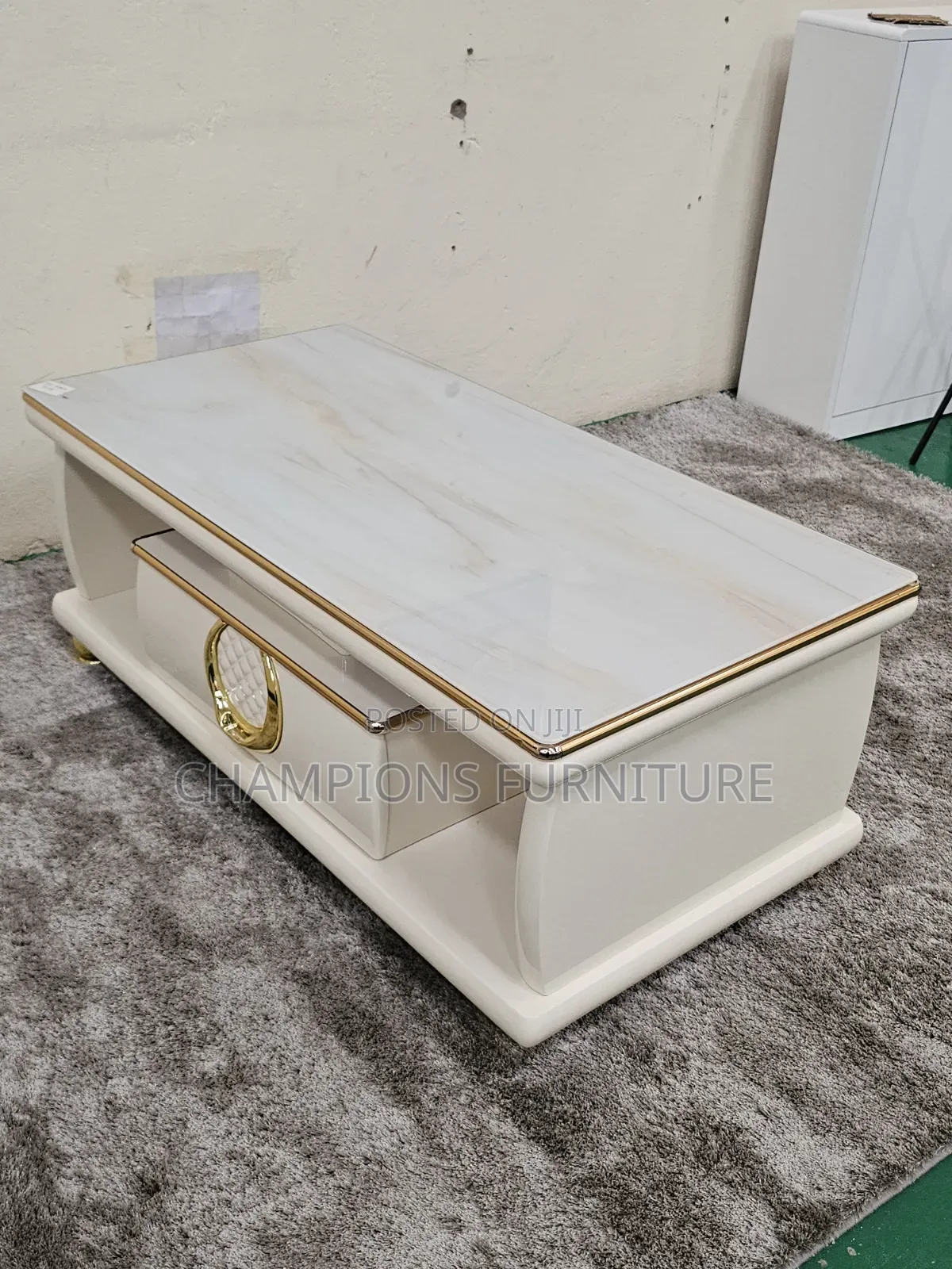 Luxury White and Gold Marble Coffee Table