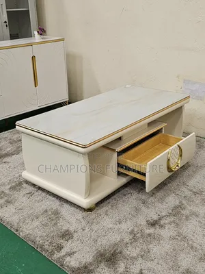 Luxury White and Gold Marble Coffee Table