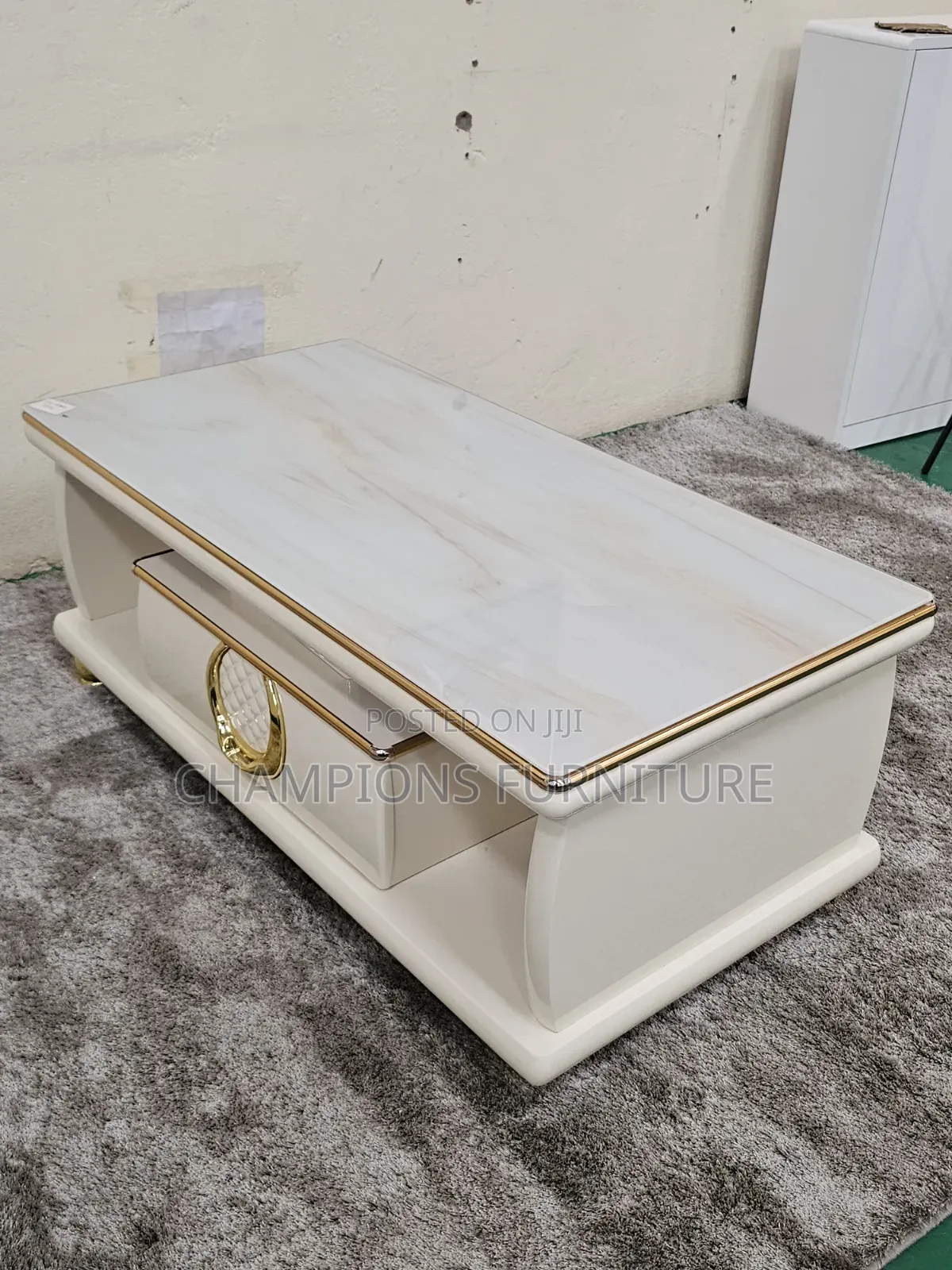 Luxury White and Gold Marble Coffee Table