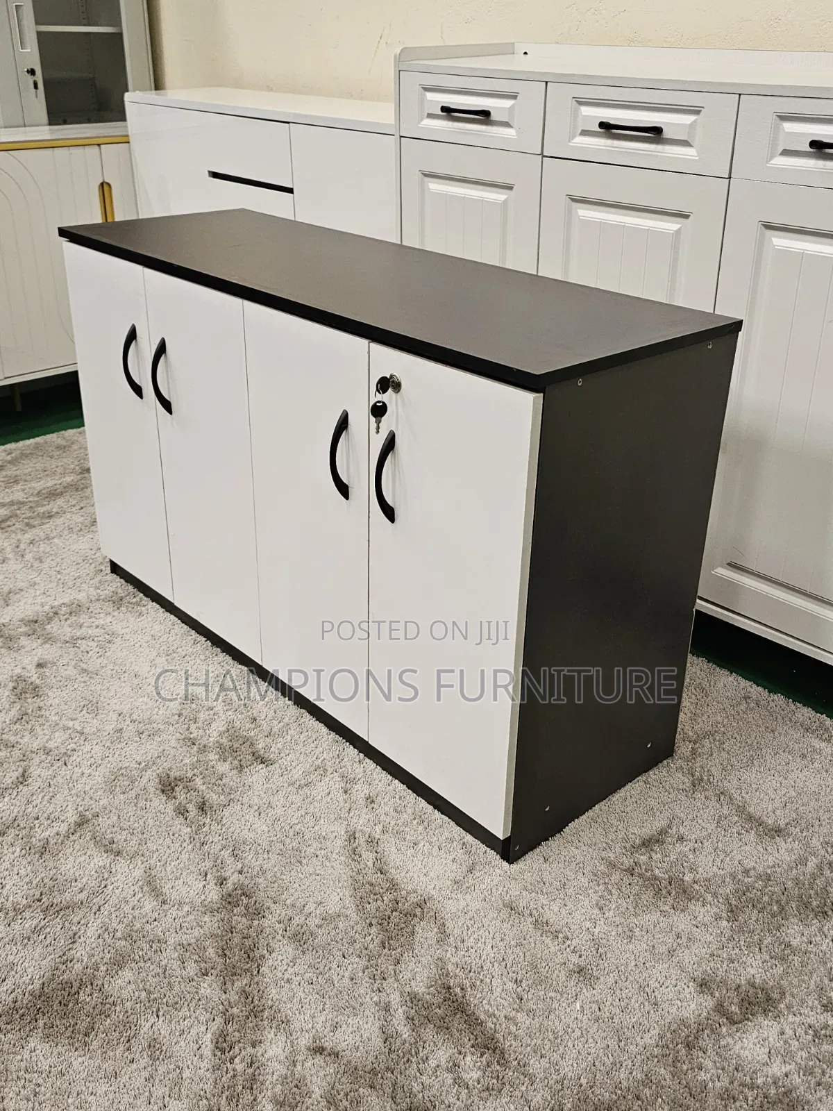 Lockable Two-Tone Office Credenza