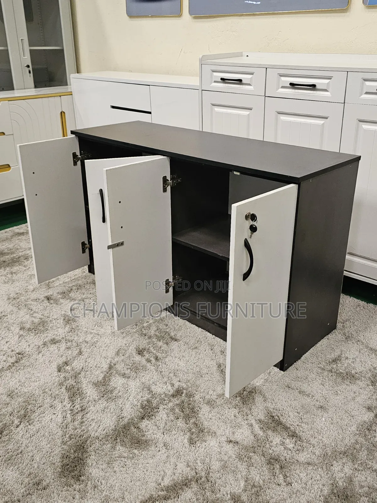 Lockable Two-Tone Office Credenza
