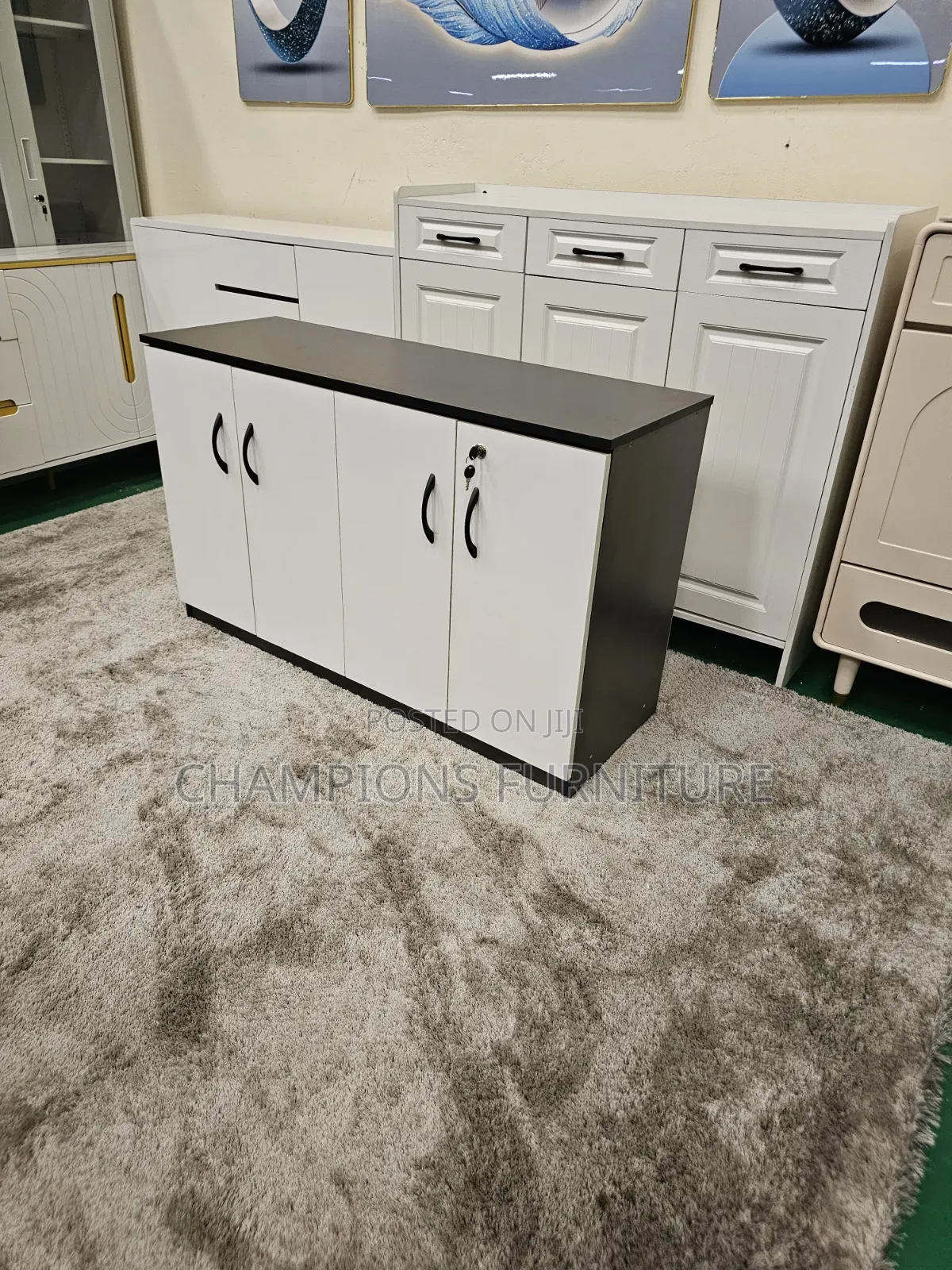 Lockable Two-Tone Office Credenza