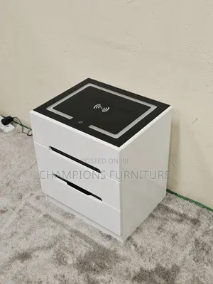 2-Door Smart Wireless Charging Nightstand With LED Light