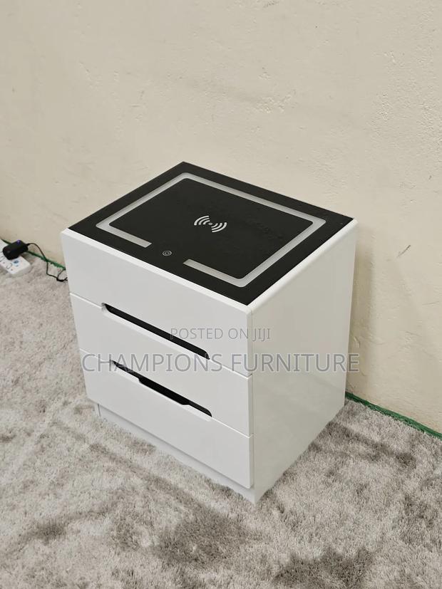 2-Door Smart Wireless Charging Nightstand With LED Light