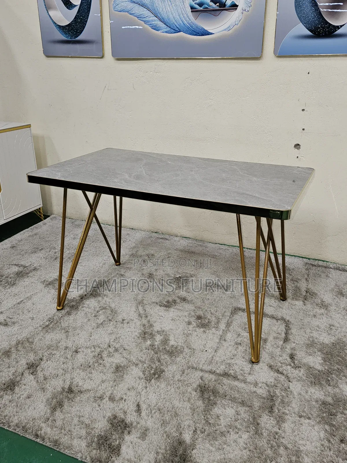 Modern Marble Top Dining Table With Gold Legs
